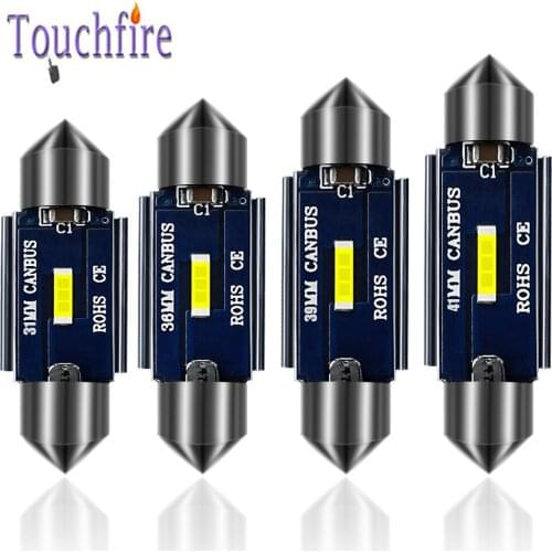 100pcs Festoon C5W 31 36 39 41mm CSP LED Canbus Car Bulb Reading Dome License Plate Door Light Auto Lamps White 12V