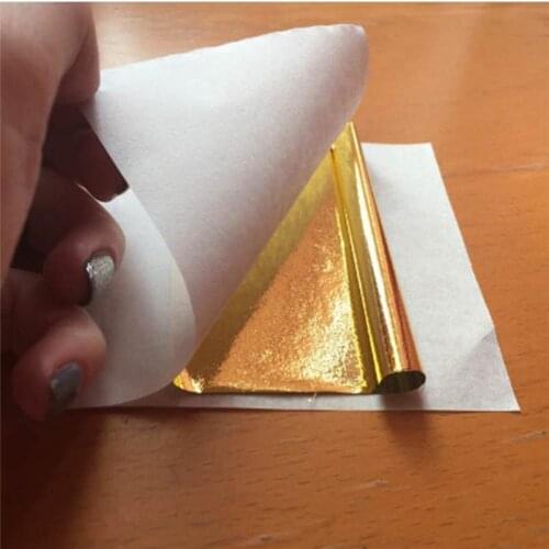 100PCS 24K Gold Leaf Gold Foil Sheets For Cake Decoration Facial cover Arts Crafts Paper Home Real Gold Foil Gilding