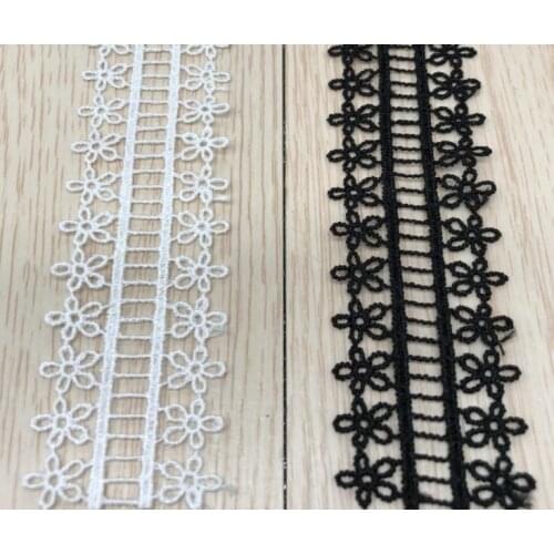 15 Yards High Quality Black/White Embroidered Lace Fabric Water Soluble Trim Ribbons DIY Sewing Handmade Craft Materials