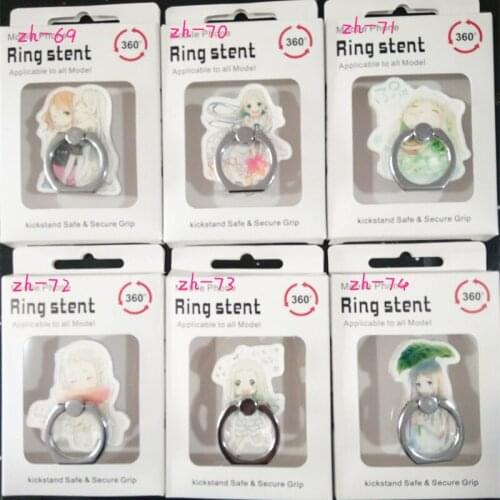 6 Pcs/lot Anime Anohana:The Flower We Saw That Day Finger Ring Mobile Phone Stand Holder Acrylic 360 Degree Ring Stent Toy gift