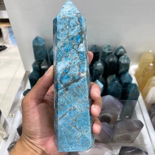 600-1300g natural blue apatite crystal rod point healing 1