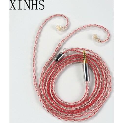 8 Core Silver Copper mix braid earphoneCable With MMCX/2PIN Connector Upgraded Cable For TRN V90 V80 V10 BA5 ST1