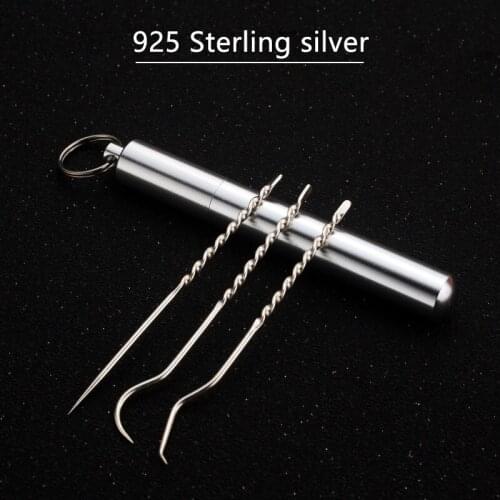 925 Sterling Silver Toothpick Holder Box With Portable Toothpick Holder Outdoor Home Travel Sealed Storage Container Box