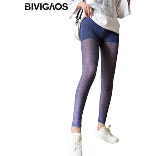 BIVIGAOS New Summer Ultra-Thin Ice Silk Gauze Leggings Women Chiffon Cropped Pants High Waist Plus Size Stretch Sexy Leggings