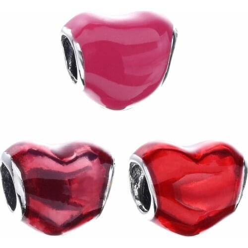 Ajax 100% S925 Sterling Silver Heart-shape Deep Love Charm Beads Fit Bracelet Women DIY Jewelry Gift