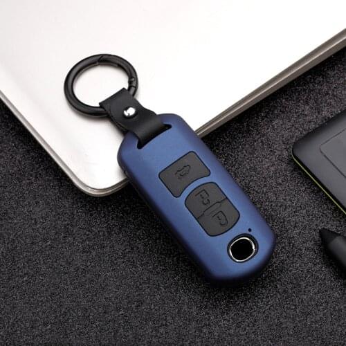 Carbon Fiber Matte Car Remote Key Case Cover Keychain For Mazda 2 3 6 Axela Atenza CX-5 CX5 CX-7 CX-9 2014~17 Auto Accessories
