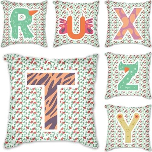 Flower letter Printed Decorative Throw Pillows Cases Linen Cotton Cushion Cover Creative Decoration for Sofa Car covers 45X45cm