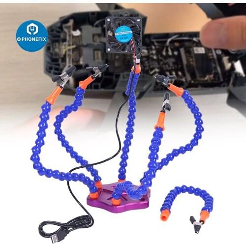 Six Arms Helping Hands PCB Holder Adjustable Vise Tabletop Clamp Base for DJI Drone UAV Soldering Jewelry DIY Arts Crafts