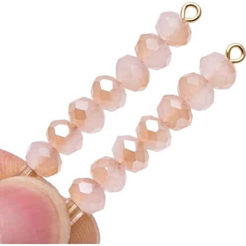 Faceted Rondelle Crystal Glass Beads 4x6mm Peach Gold -95pcs /(BZ06-35)
