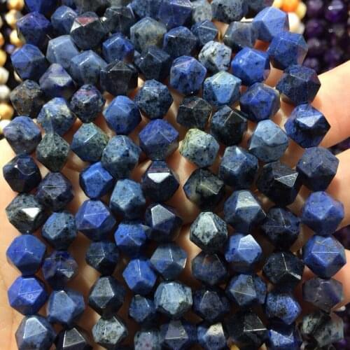 Faceted natural dumortierite stone beads natural gemstone beads DIY loose beads for jewelry making strand 15" wholesale