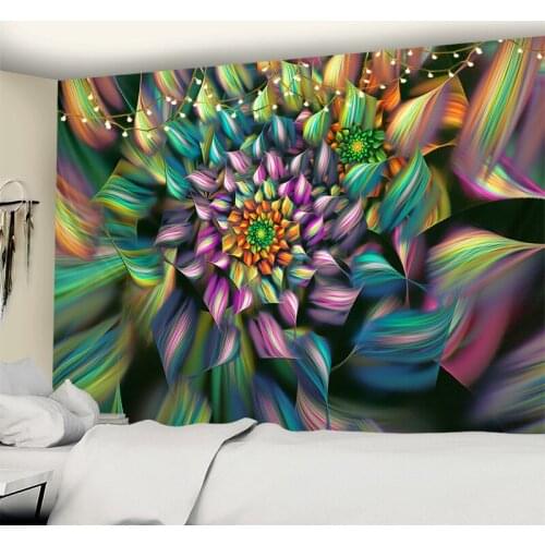 Indian Mandala Colorful Flower Tapestry Wall Hanging Psychedelic Astrology Divination Matwitchcraft Hippie Dorm Decor