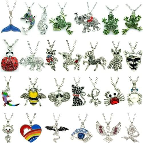 JINGLANG Fashion Animal Pendants Necklace Link Chain Floating Rhinestone Frog Necklace For Men Kids Jewelry Gifts