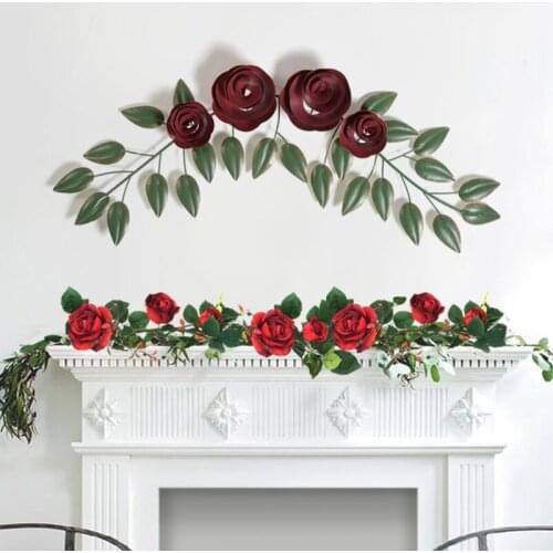 American Style Wrought Iron Hanging Decoration Modern Living Room Wall Decor Creative Flower Shape Wall Hanging Decor Metal