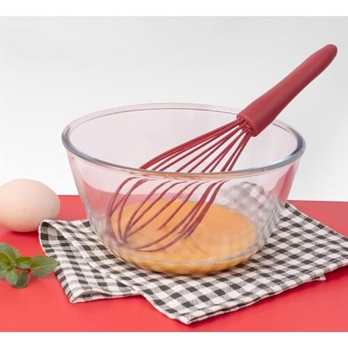 Kitchen Silicone Whisk Manual Solid Color Balloon Whisk Egg Beater for Blending Non-Slip Cream Butter Whisk Egg Mixer Coxeer
