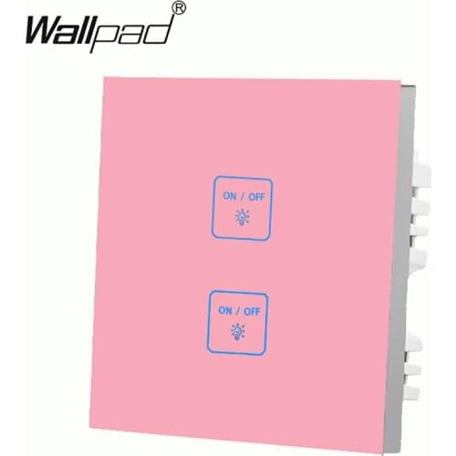 Hot Sales Wallpad 110-250V 86*86mm 2 Gang 2 Way Luxury Pink Glass LED Wall Switch Touch Panel,Free Shipping