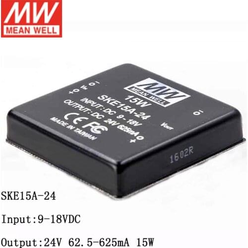 MEAN WELL SKE15A-24 DC-DC Regulated Single Output Converter 9-18V DC to 24V DC 0.625A 15W Module type Switching Power Supply