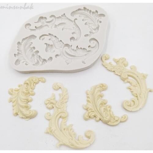 Minsunbak Feather Shape Cake Border Decoration Tool Classic European Embossed Silicone Fondant Mould