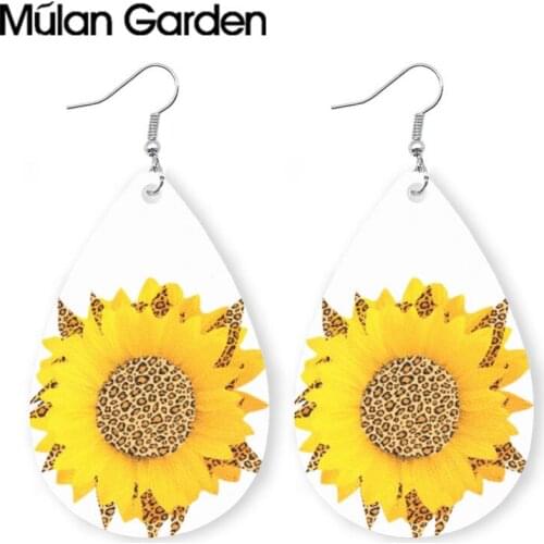 Trendy Sunflower Earrings for Women Water Drop Statement Elegant Leopard Earrings Fashion Jewelry Accessories Hot Sale Girl Gift