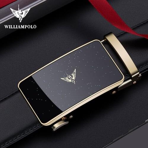 WILLIAMPOLO Betls Fashion 2020 Cow Leather Belts for Business Man Formal Design Luxury Brand Belt For Men Ceinture PL20266-67P