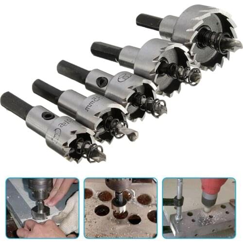 5Pcs 16-30mm HSS Carbide Tip Drill Bit Hole Saw Set Metal Wood Drilling Cut Tool Sheet Metal Reamer 16/18.5/20/25/30mm