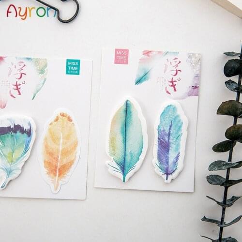 New Cute Kawaii Feather Sticky Notes Memo Pad Note For Kids Stationery Gift Korean Stationery