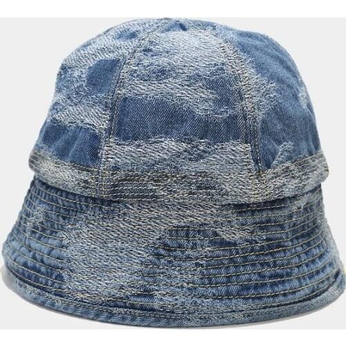 Bucket Hat Teenagers Women Men Spring Summer Sun Beach Hiphop Washed Jeans Fabric Blue Durable Cap Outdoor Accessory