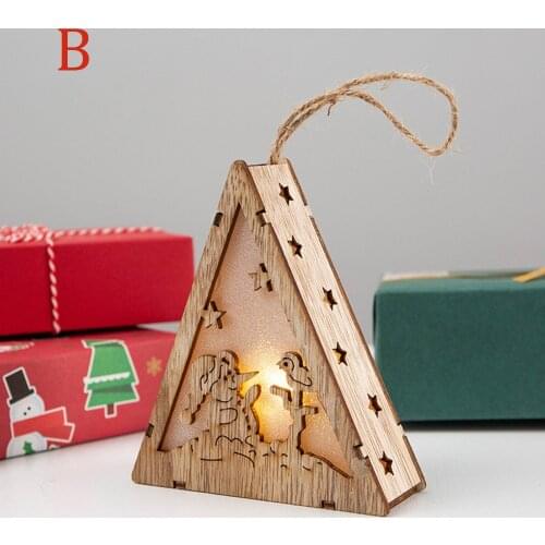 Christmas Tree Pendant Wooden Star Santa Claus Snowman Ornament Xmas DIY Wooden Crafts Christmas Home Decoration New Year Gifts