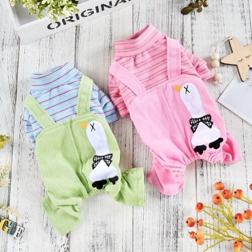 Stripe Shirt Dogs Costumes For Pet Small Animals Autumn Clothes Jacket Coveralls With Pink Green Pants Puppy Cat Breeds Poodle