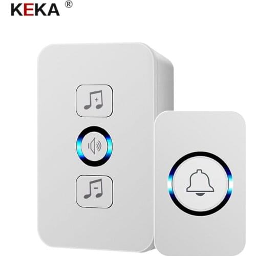 KEKA Smart wireless waterproof doorbell 300M remote control smart home hotel wireless door ring Alarm LED Light US plug