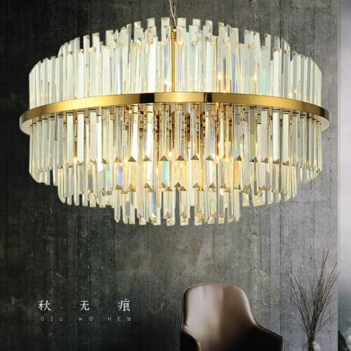 Modern Luxury Lustre K9 Crystal G9 Led Pendant Lights Gold Metal Living Room Deco Lamparas Living Room Led Luminarias Hang Lamp