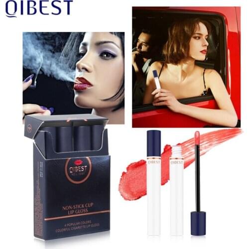 4pcs/lot Long Lasting Cigarette liquid Lipstick Tube Design Waterproof Matte Lipgloss Red Lips Tint Moisturizing Lip Makeup Tool