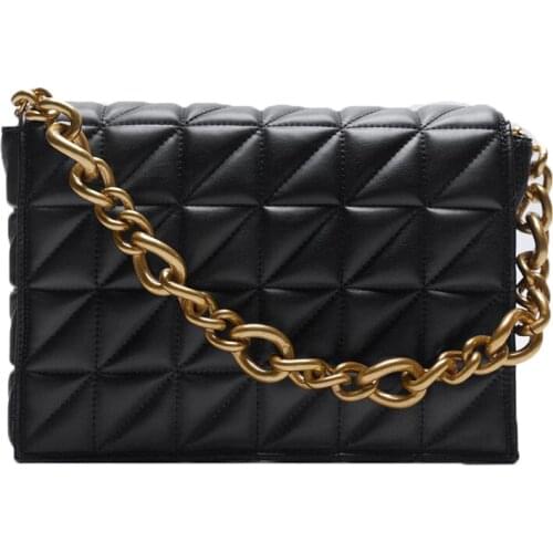 PU Leather Shoulder Bags for Women 2021 Summer Underarm Bag Thick Chain Designer Handbags and Purses Ladies Messenger Tote Bag