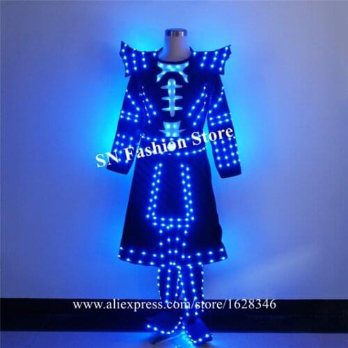 TC-206 Programmable LED light costumes full color rgb coat robot suit luminous glowing clothing bar perform dress disco wear dj