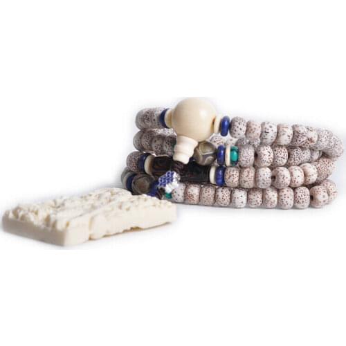 Tibetan Buddhism 108 star & moon bodhi Guan Yu Amulet Mala Necklace