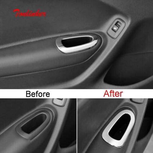 Tonlinker Interior Armrest handle Cover Stickers for Citroen C-Elysee/Peugeot 301 Car styling 2/4 PCS ABS Chrome Cover stickers