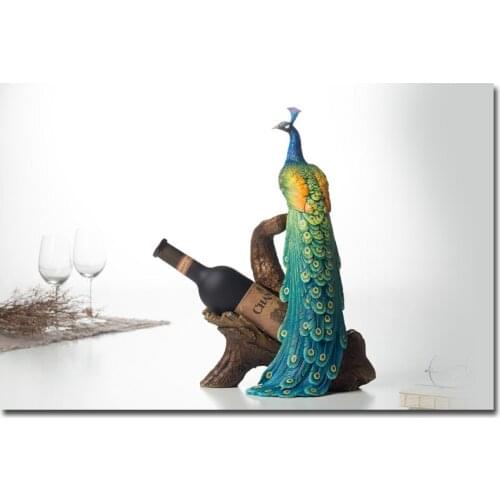 TOP GOOD # home office best Decoration 3D bird peafowl Peacock red Wine rack brass statue
