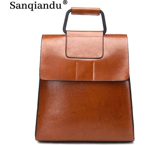 New Vintage Women Backpack High Quality Leather Girls Travel School Bags Lady Hand Backpack Fashion Leisure Female Shoulder Bags