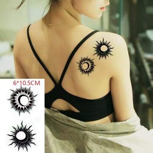 Waterproof Temporary Tattoo Sticker Sun Moon Light Cool Body Art Flash Tattoo Fake Tattoo for Women Men