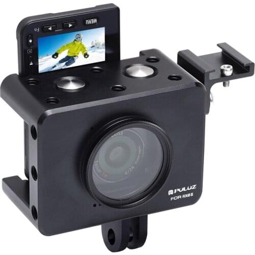 Housing Shell CNC Alloy Protective Cage for Sony RX0 II with 37mm UV Lens & Cold-shoe Base Mount & Screw & Tripod Adapter