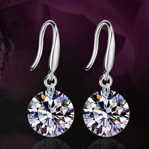 Hot White CZ Crystal Elegant wedding Classic earrings Shiny Silver-Color Zircon Drop Earrings For Women Brincos