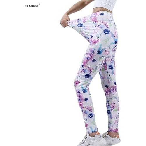 CHSDCSI Women Printed Push Up Fitness Leggings High Waist Sport Pants Gym Running Trousers for Female Sexy Polyester Elastic