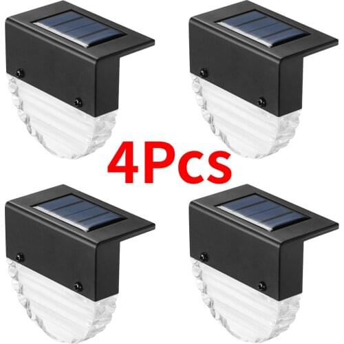 1/2/4pcs LED Solar Lamp Path Stair Outdoor Waterproof Wall Light Garden Landscape Step Deck Lights Balcony Fence Solar Lights