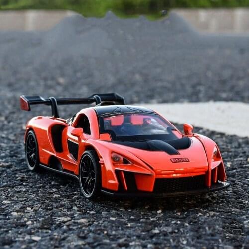 1:32 Die Cast Senna Sports Car Model Alloy Simulation Sound Light Pull Back Supercar Toys Vehicle For Boys Gift