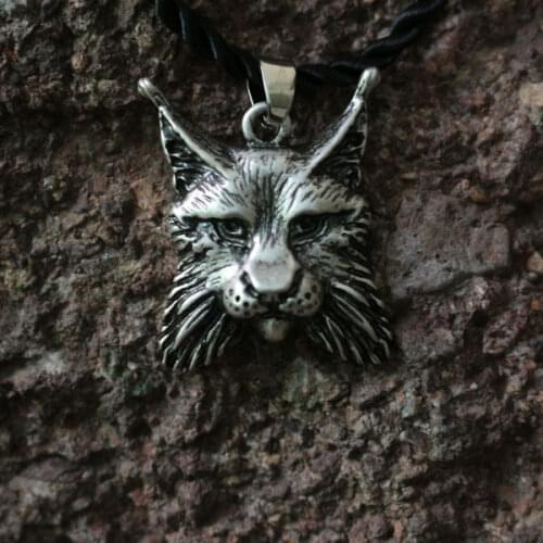 10pcs wholesale viking animal LYNX pendant men necklace Lynx head wild cat wilderness native beast animal jewelry