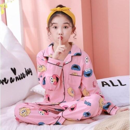 2020 Spring Autumn Children Pajamas Set Lovely Childrens Pyjamas Long Sleeve Cartoon Cotton Girl Clothes Big Boy Home Clothes