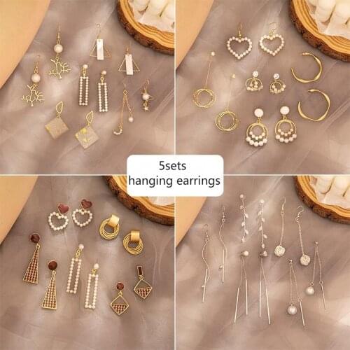 2021 Trend Bows Cross Butterfly Stud Earrings Sets Unusual Flower Pearl Hoop Earrings For Women Long Tassel Rhinestone Earrings