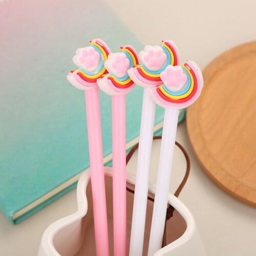 48pcs/lot Cute cartoon rainbow cat claw paw gel pen creative writing stationery water pen office school supplies signature pen