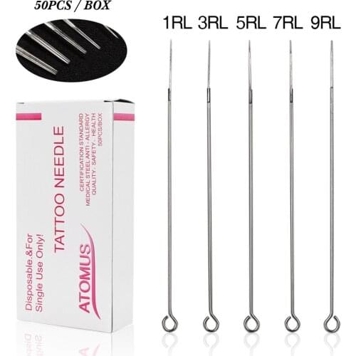 50pcs Assorted Sterilized Tattoo Needles 1/3/5/7/9RL Agujas Microblading Naalden Permanent Makeup Tools