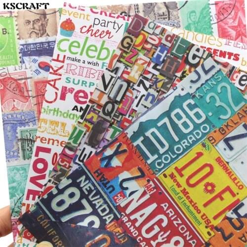 KSCRAFT 8pcs Vintage Stamp Background Stickers for Scrapbooking Happy Planner/Card Making/Journaling Project