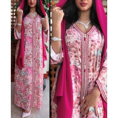 Abaya Dubai Muslim Print Dress Kaftan Moroccan Elegant Gowns Plus Size Abayas For Women Robe Longue Femme Vestidos Dresses
